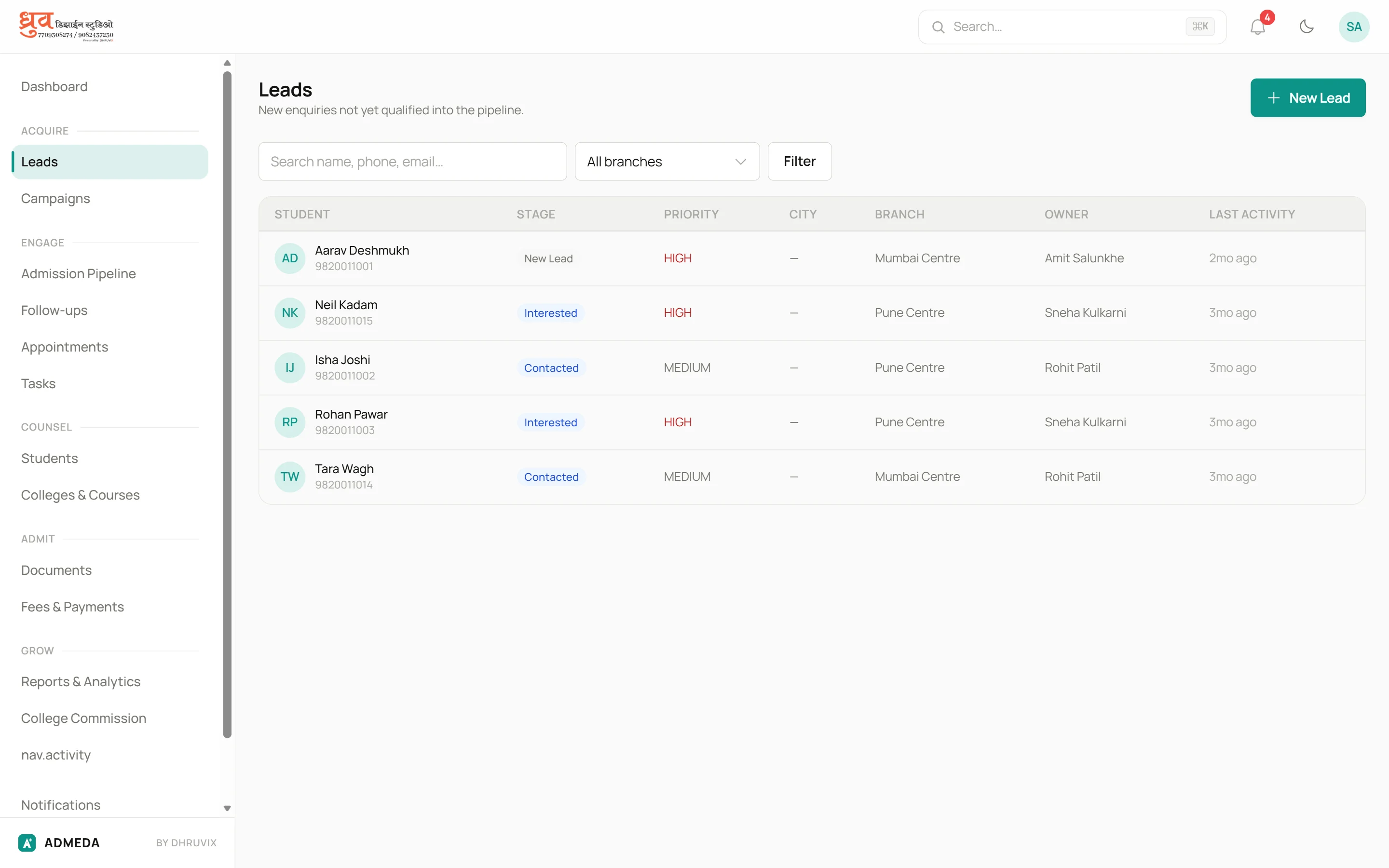 Every enquiry lands in the CRM
